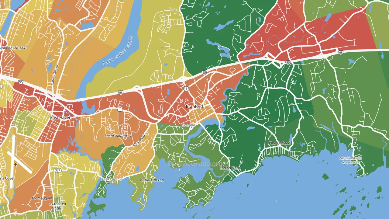 Branford Center, CT Map of Theft Rates