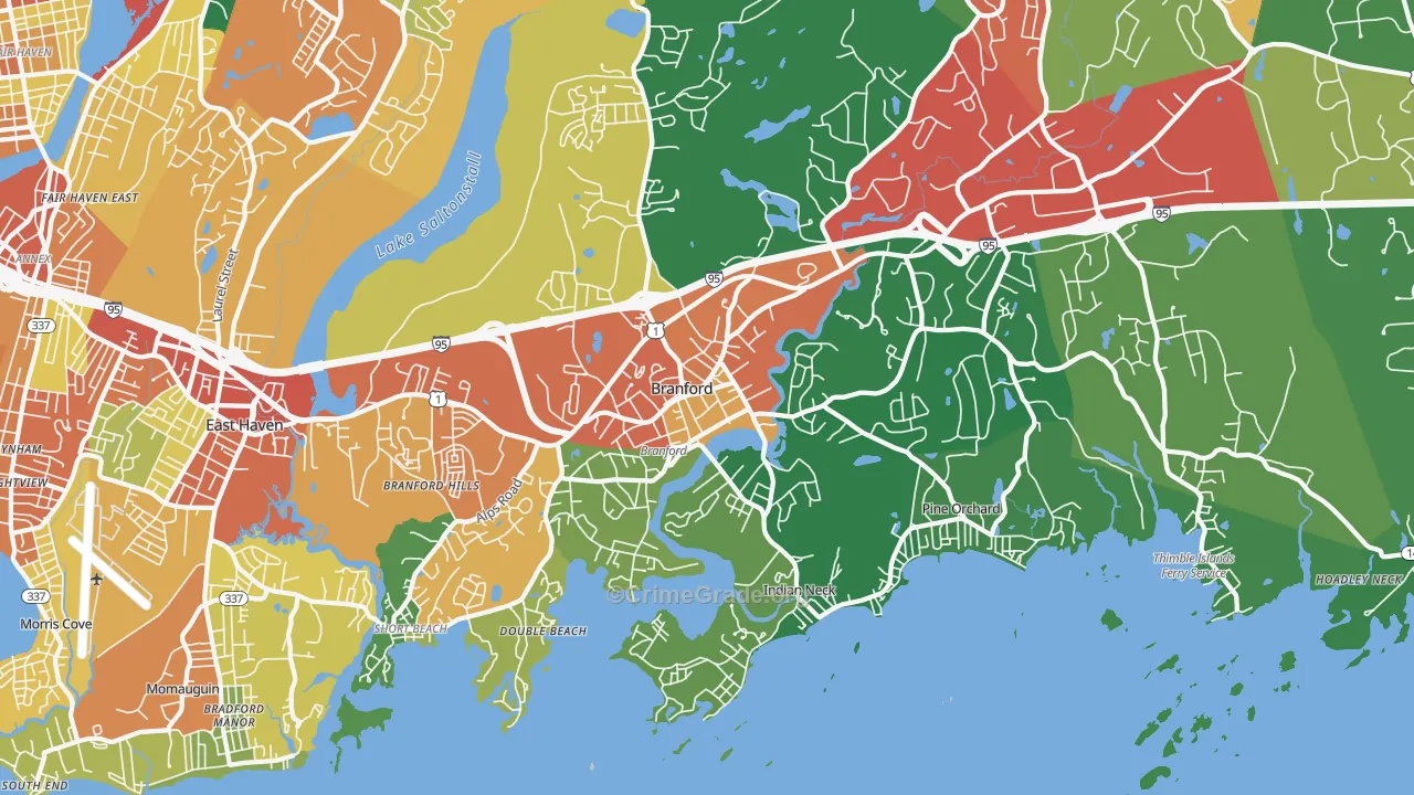 Branford, CT Map of Theft Rates