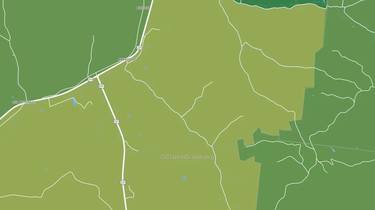 Bransford, TN Map of Theft Rates