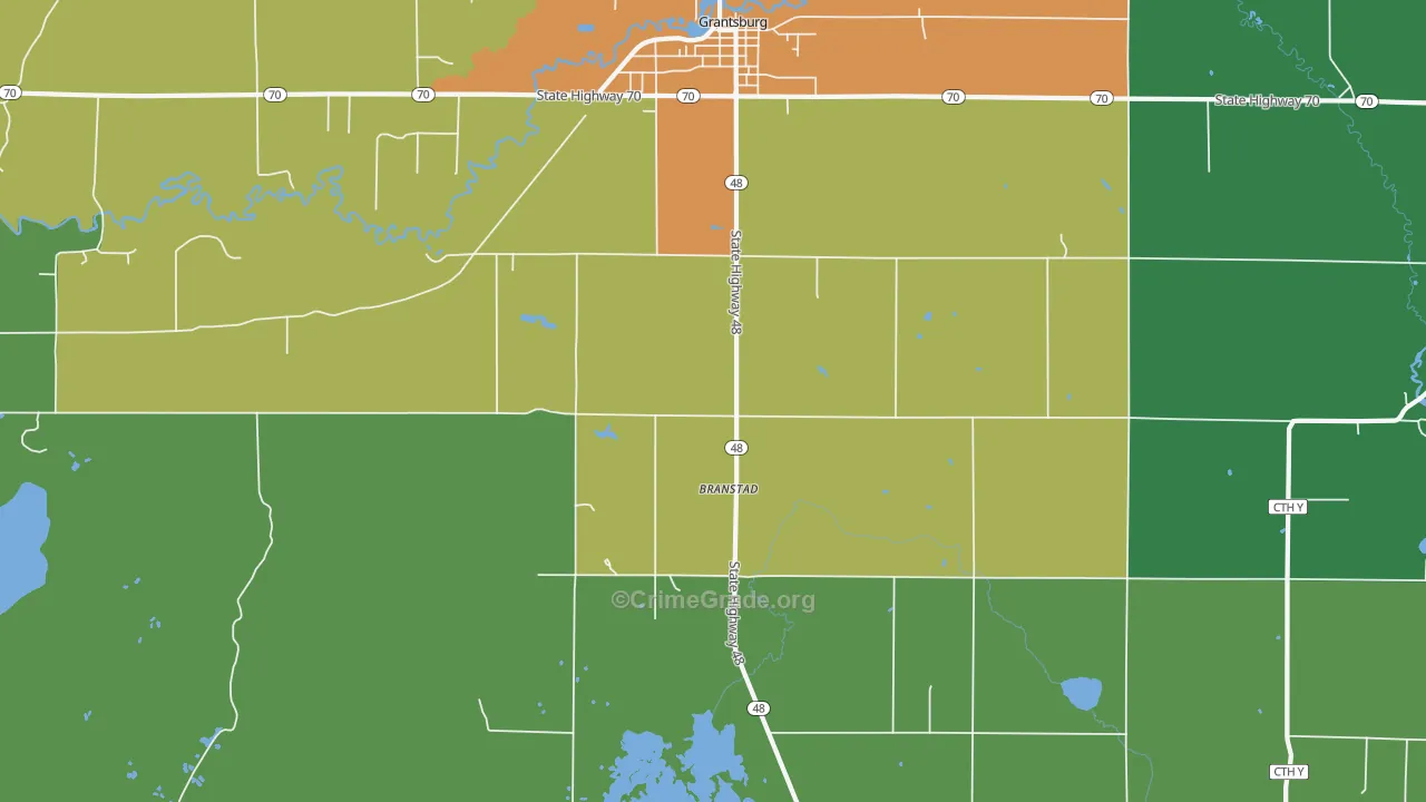 Branstad, WI Map of Theft Rates