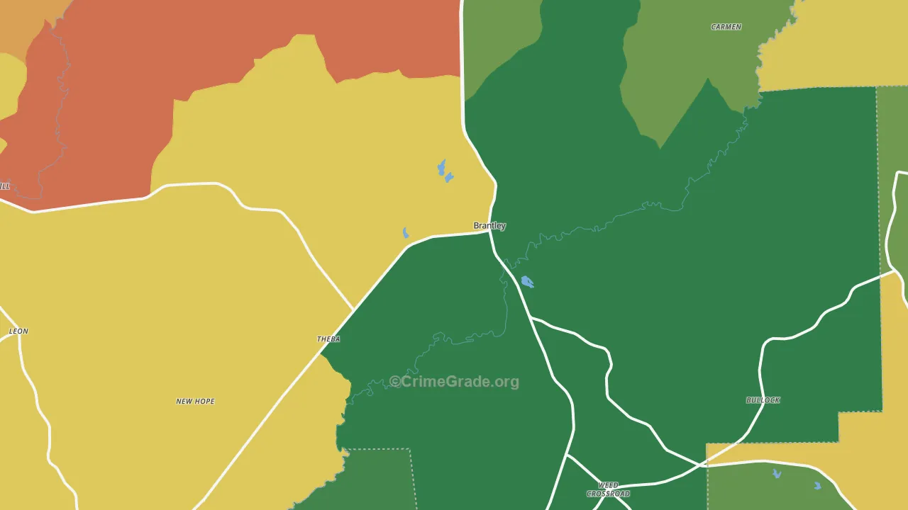 Brantley, AL Map of Theft Rates