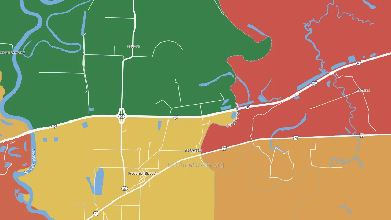 Brasfield, AR Map of Theft Rates