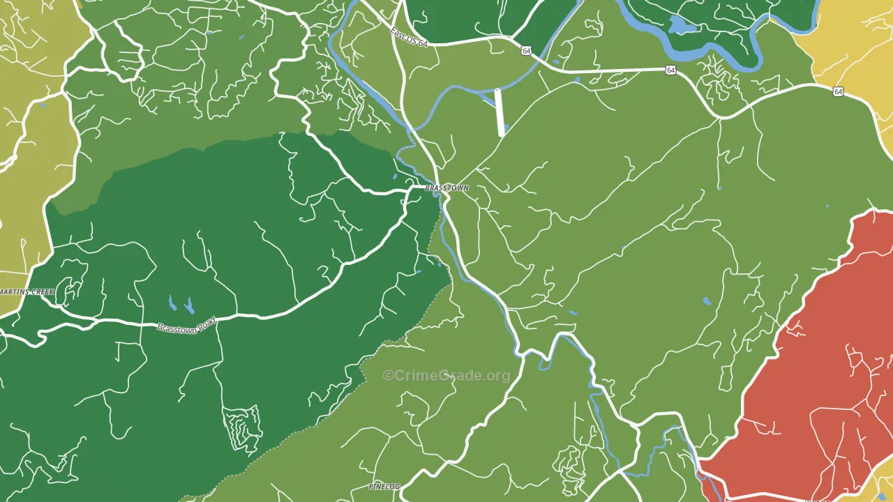 Brasstown, NC Map of Theft Rates