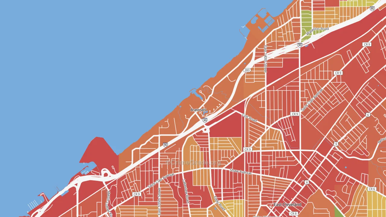 Bratenahl, OH Map of Theft Rates