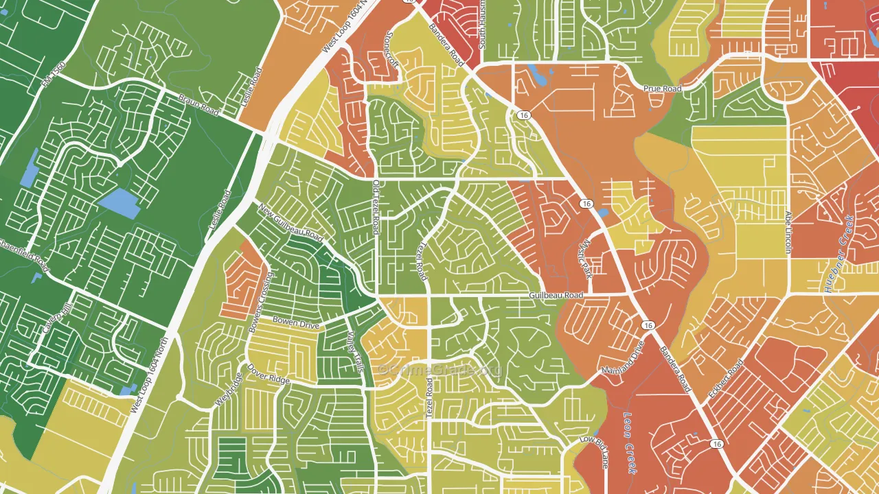 Braun Station West, San Antonio, TX Map of Theft Rates
