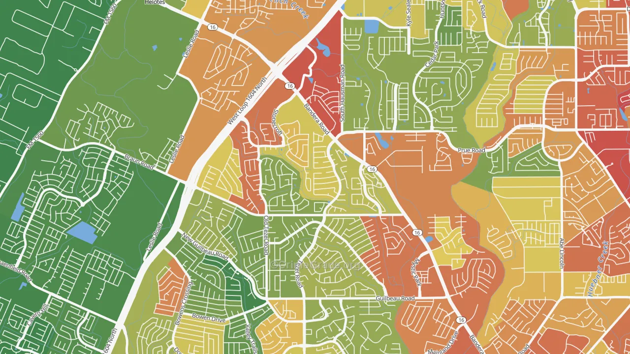 Braun's Farm, San Antonio, TX Map of Theft Rates