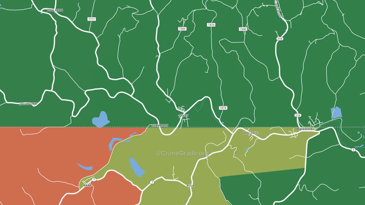 Brave, PA Map of Theft Rates