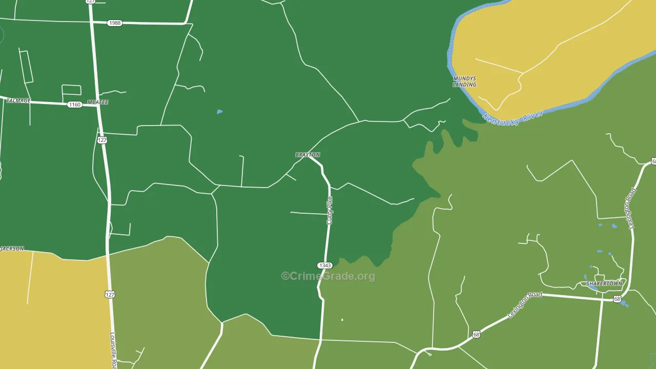 Braxton, KY Map of Theft Rates