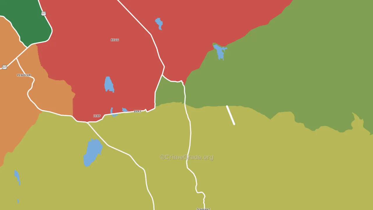 Bray, CA Map of Theft Rates