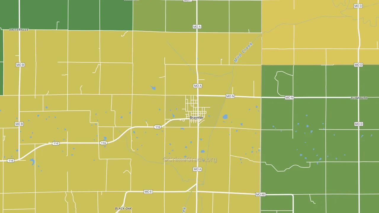 Braymer, MO Map of Theft Rates