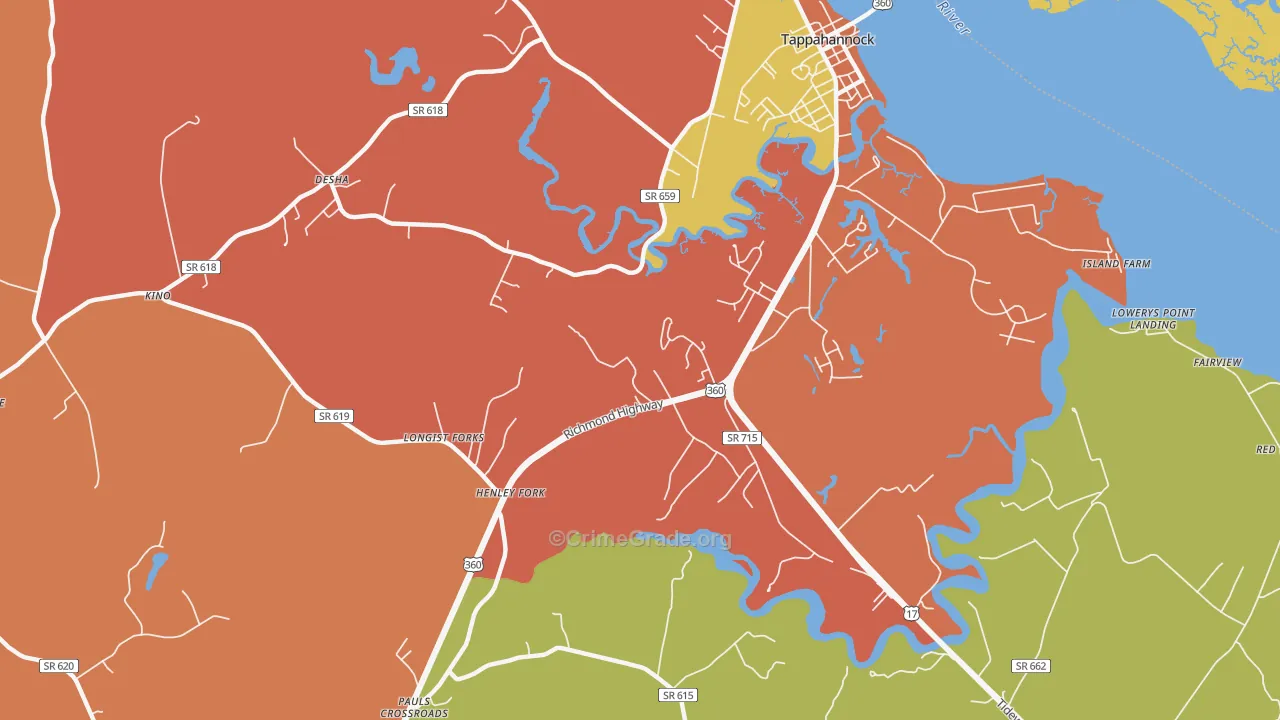 Brays, VA Map of Theft Rates