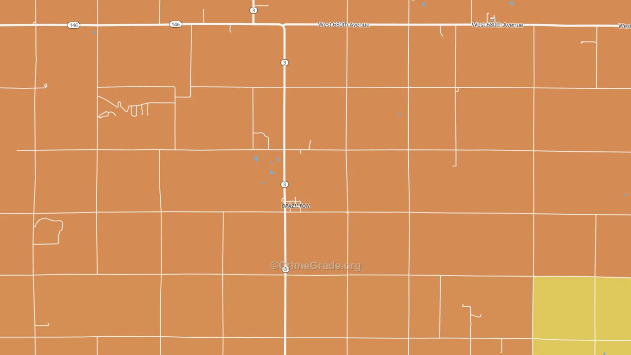 Brazilton, KS Map of Theft Rates