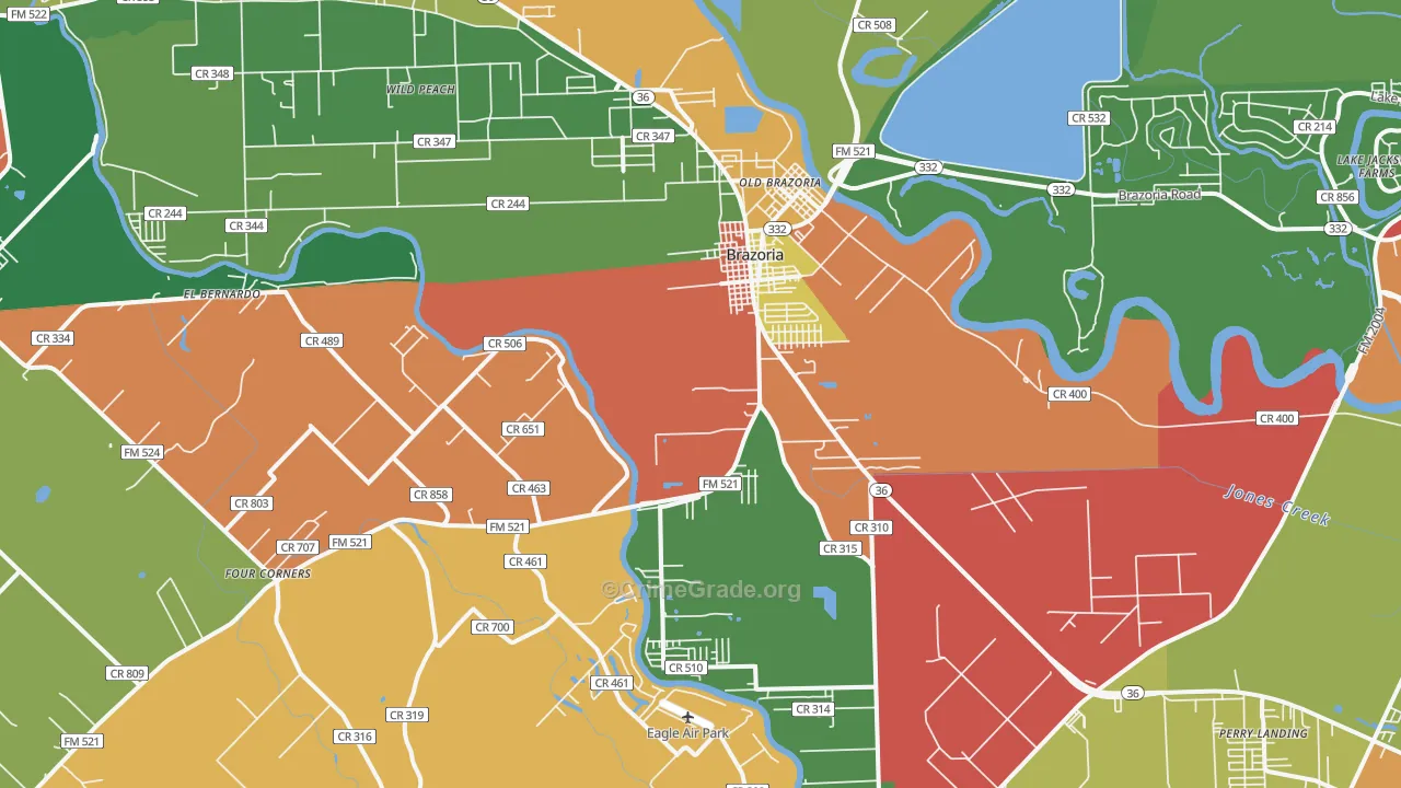 Brazoria, TX Map of Theft Rates