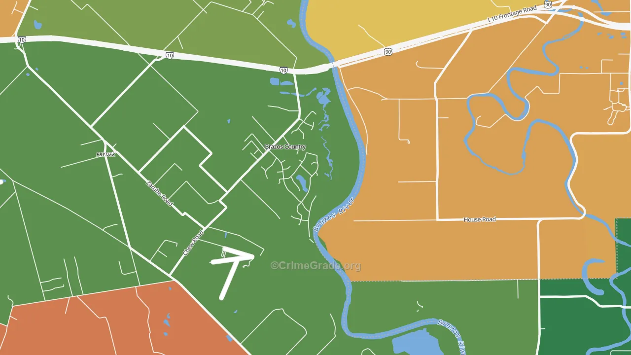 Brazos Country, TX Map of Theft Rates