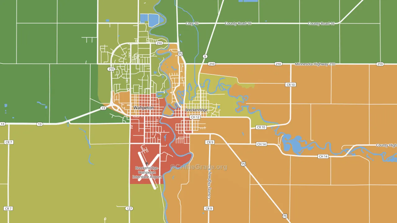 Breckenridge, MN Map of Theft Rates