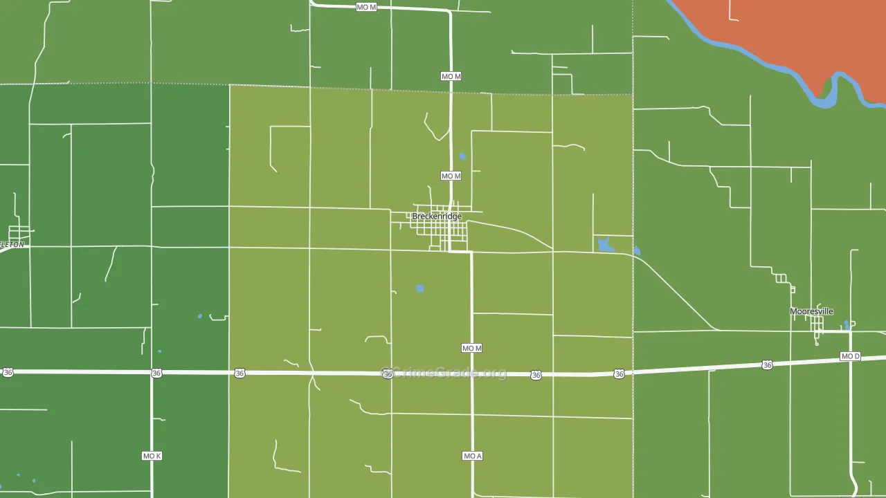 Breckenridge, MO Map of Theft Rates