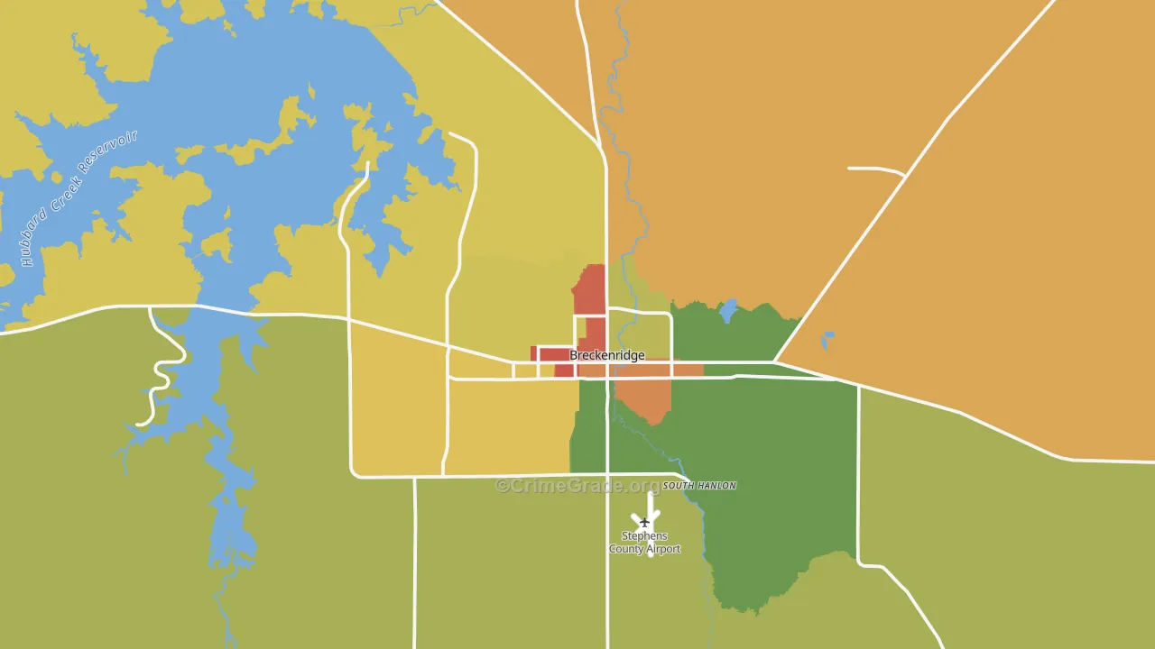 Breckenridge, TX Map of Theft Rates