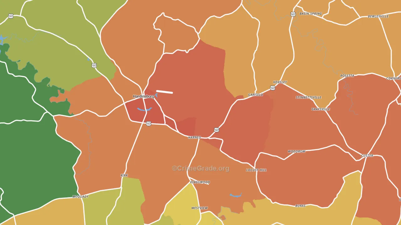 Breckinridge County, KY Map of Theft Rates