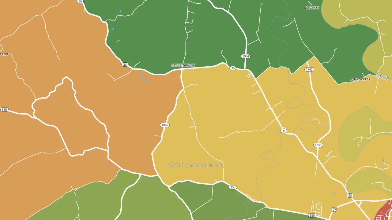 Breckinridge, KY Map of Theft Rates