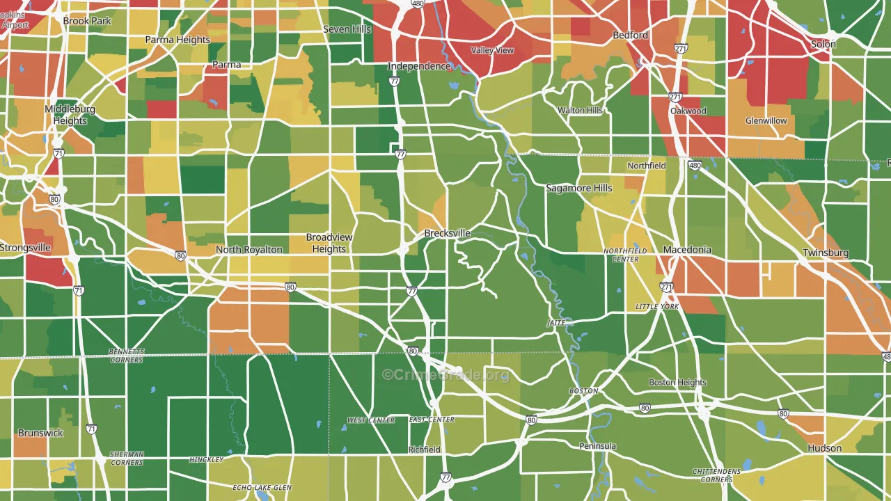 Brecksville, OH Map of Theft Rates