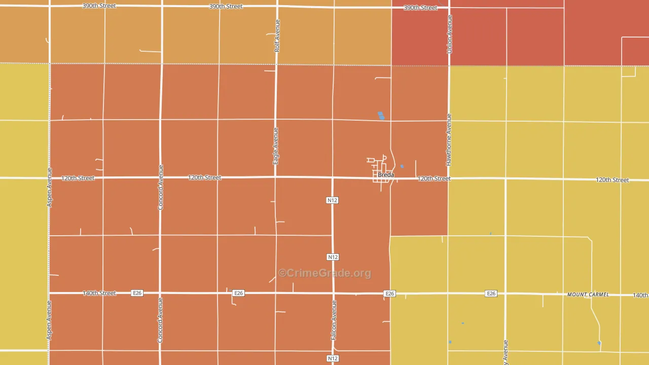 Breda, IA Map of Theft Rates