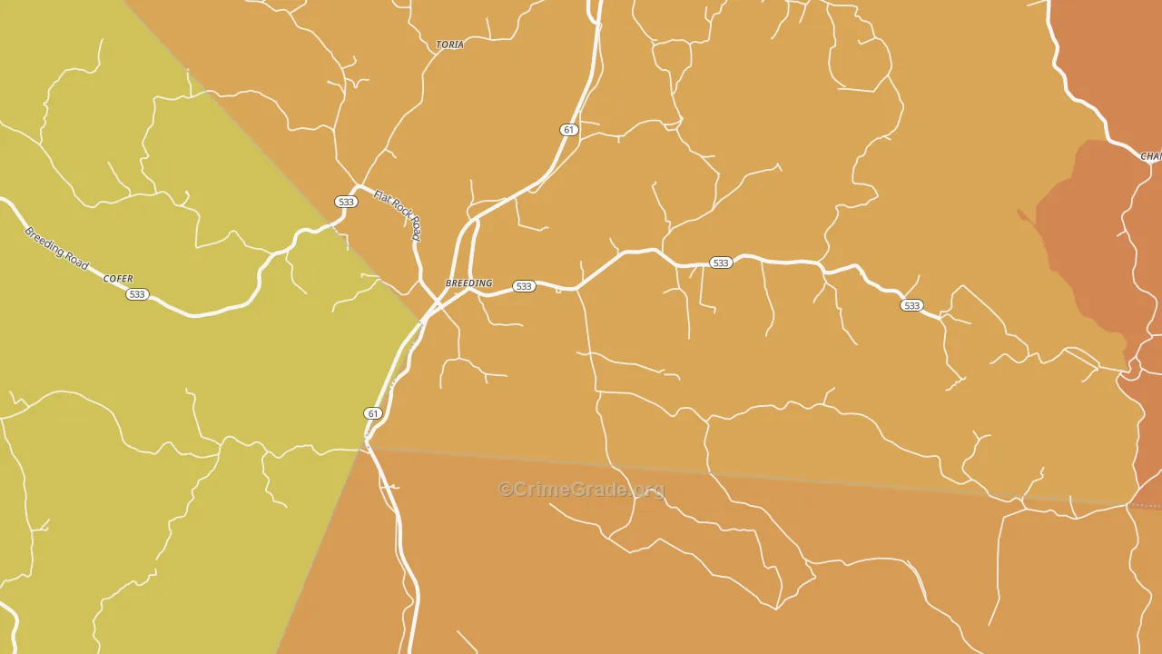 Breeding, KY Map of Theft Rates