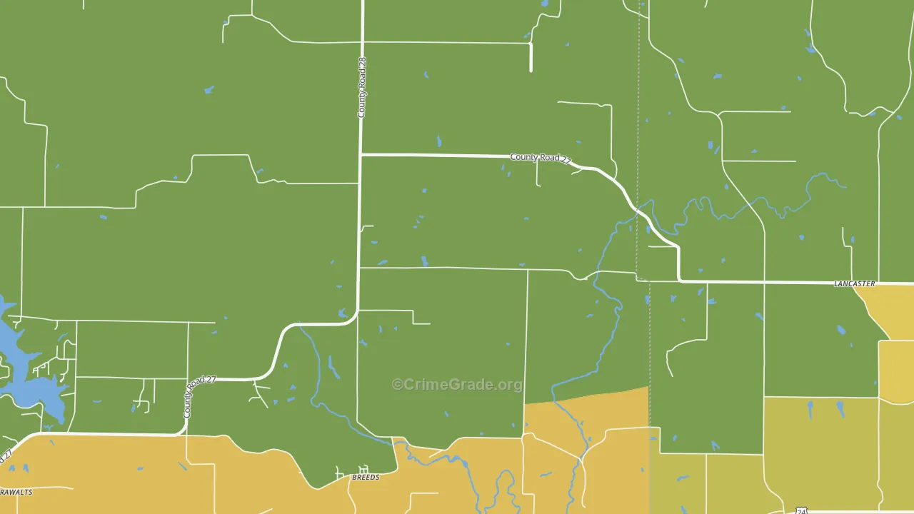 Breeds, IL Map of Theft Rates