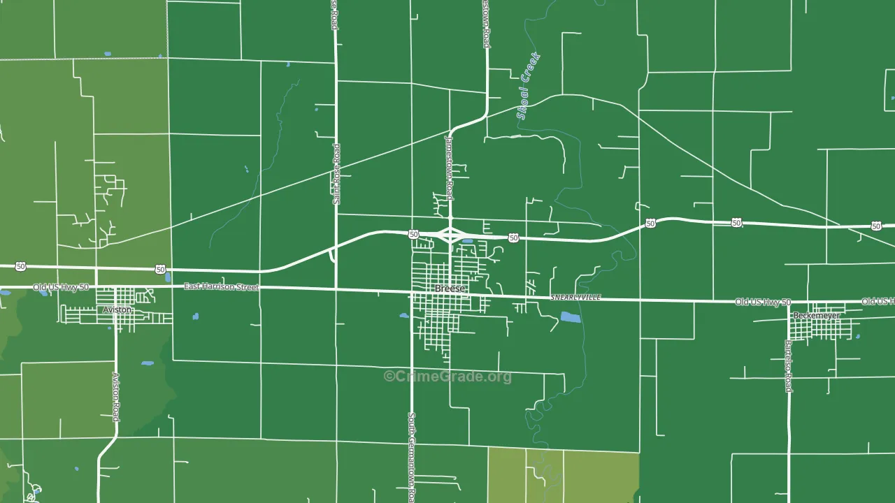 Breese, IL Map of Theft Rates