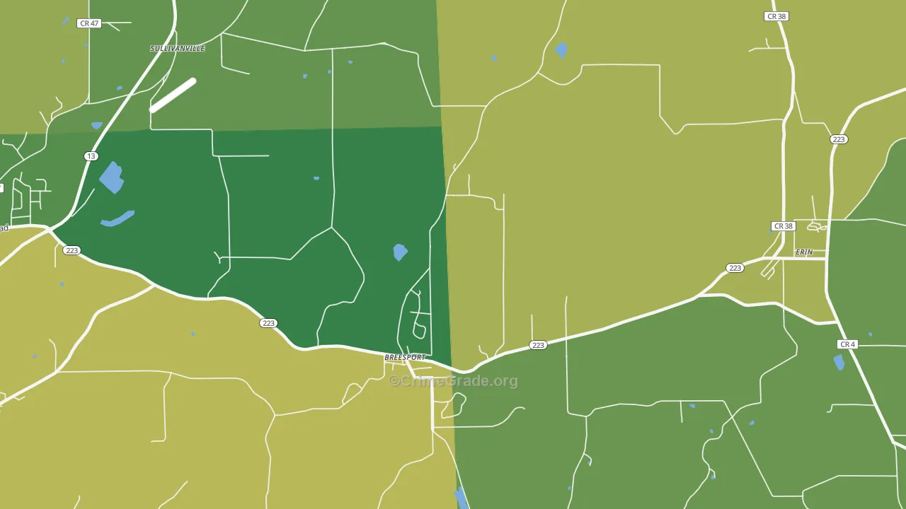 Breesport, NY Map of Theft Rates