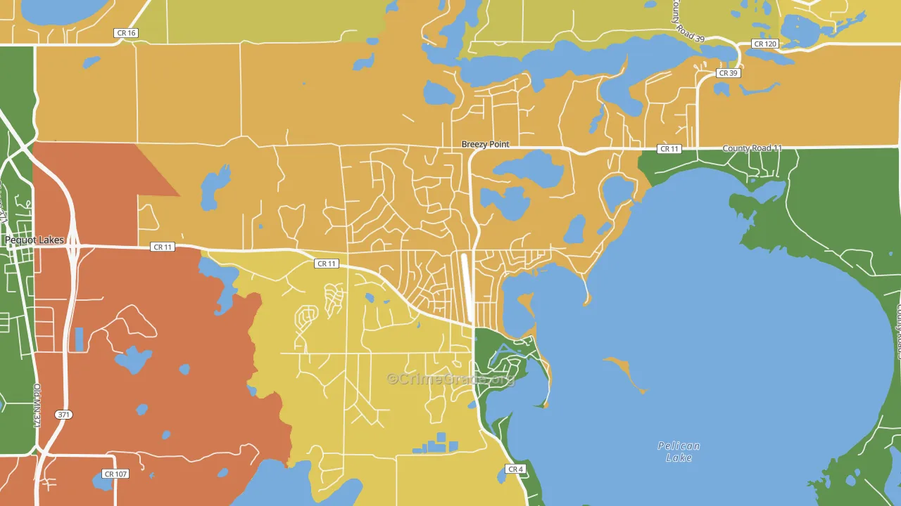 Breezy Point, MN Map of Theft Rates