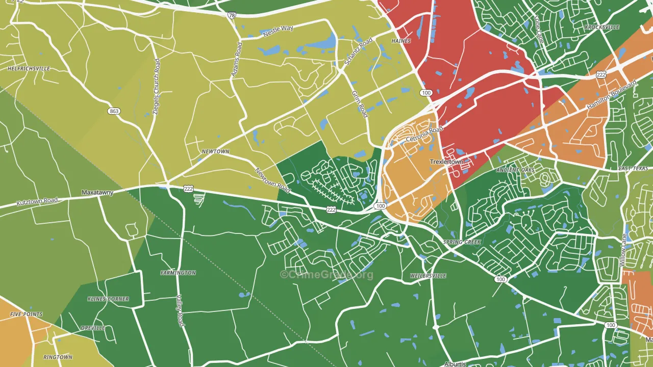 Breinigsville, PA Map of Theft Rates