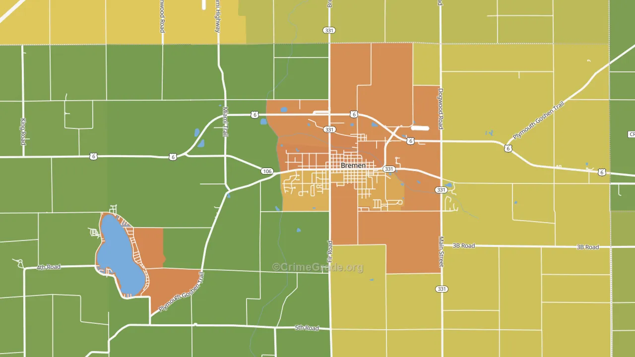 Bremen, IN Map of Theft Rates