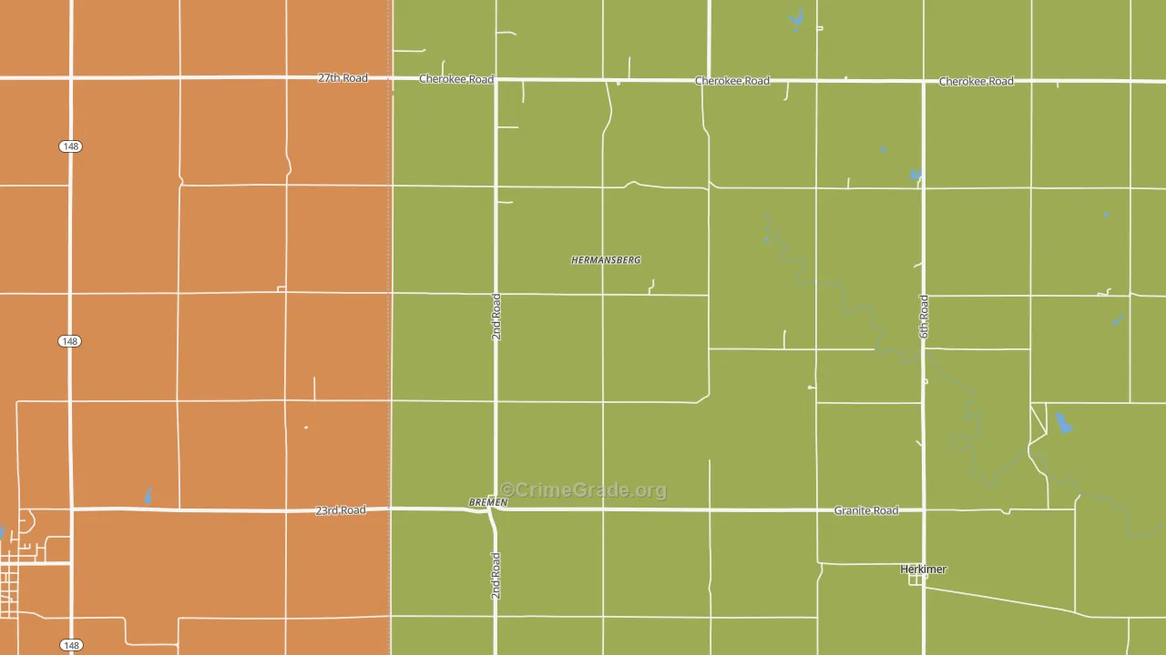 Bremen, KS Map of Theft Rates