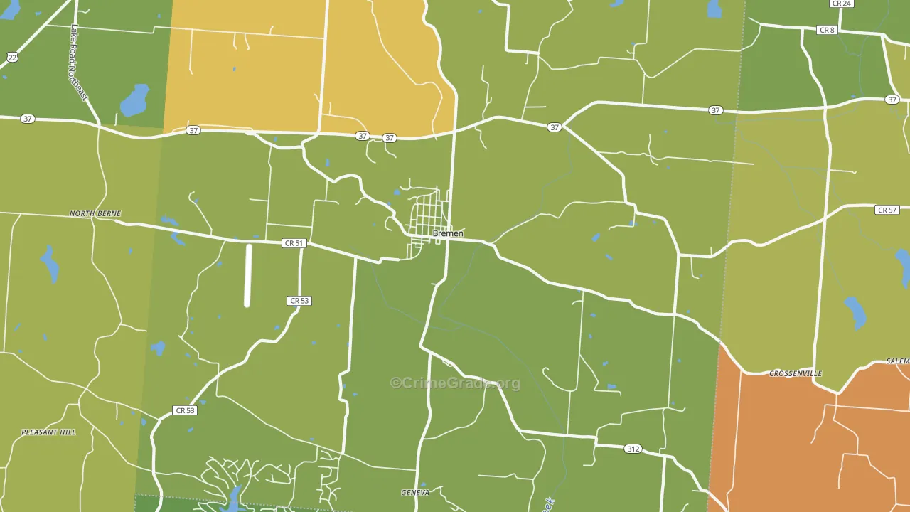 Bremen, OH Map of Theft Rates