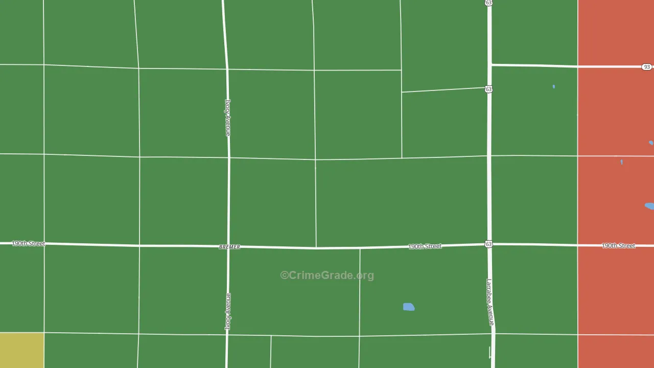 Bremer, IA Map of Theft Rates