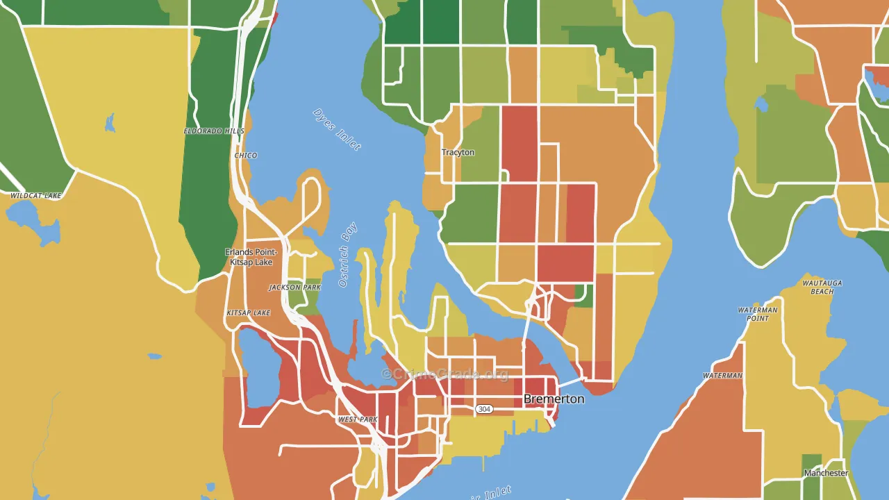 Bremerton, WA Map of Theft Rates