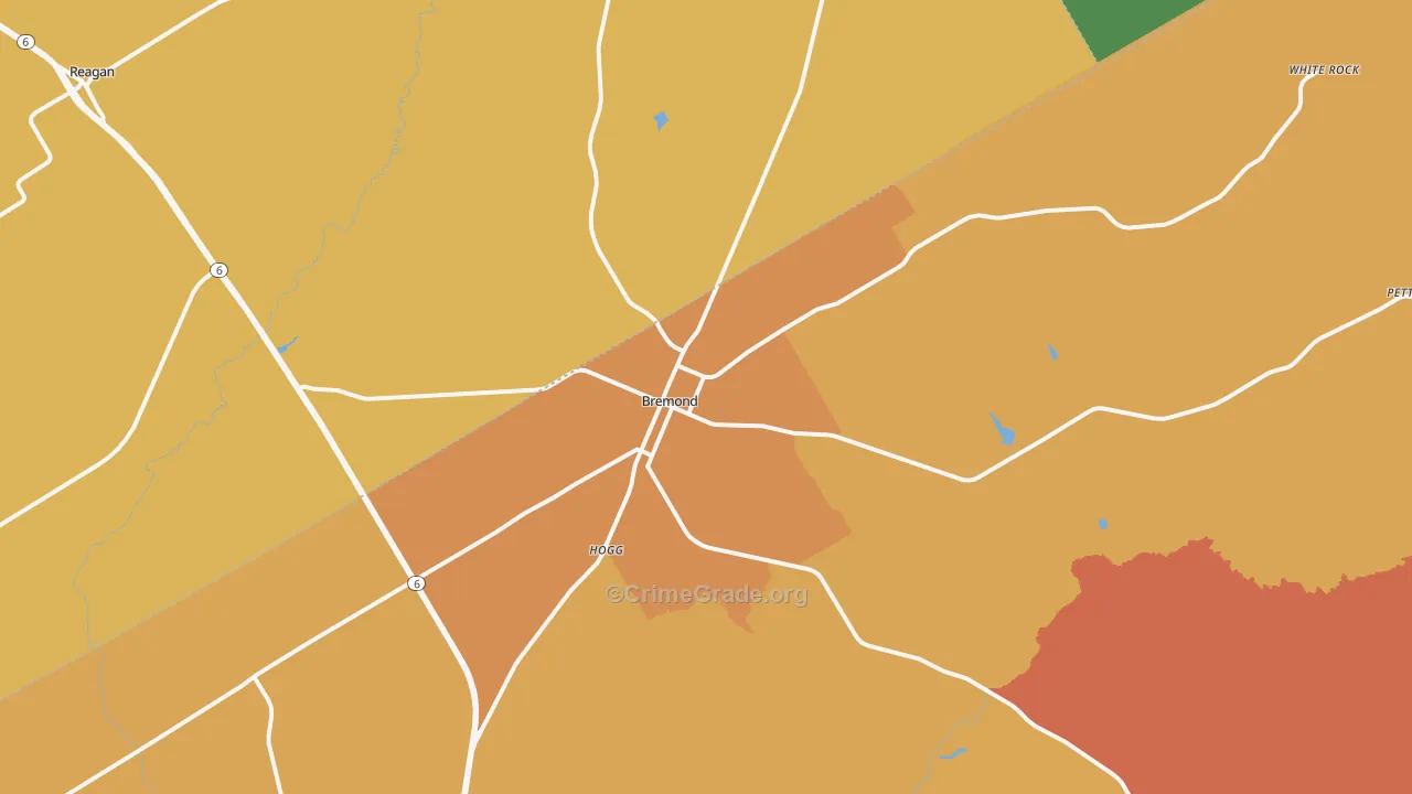 Bremond, TX Map of Theft Rates