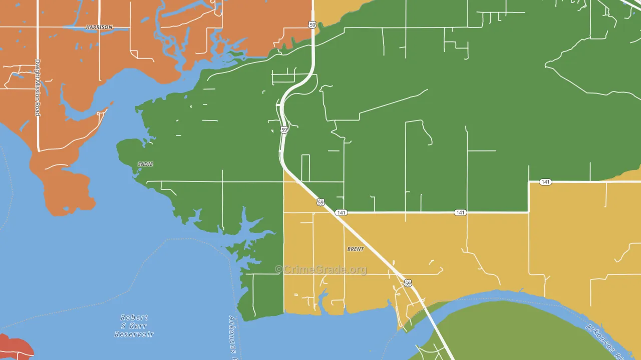 Brent, OK Map of Theft Rates