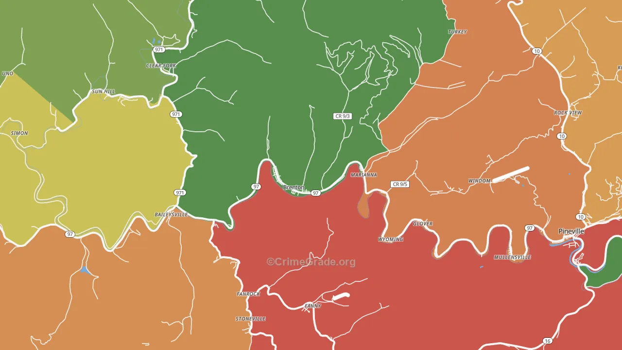 Brenton, WV Map of Theft Rates