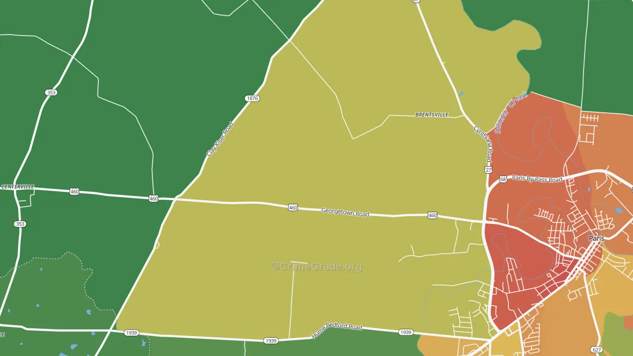 Brentsville, KY Map of Theft Rates