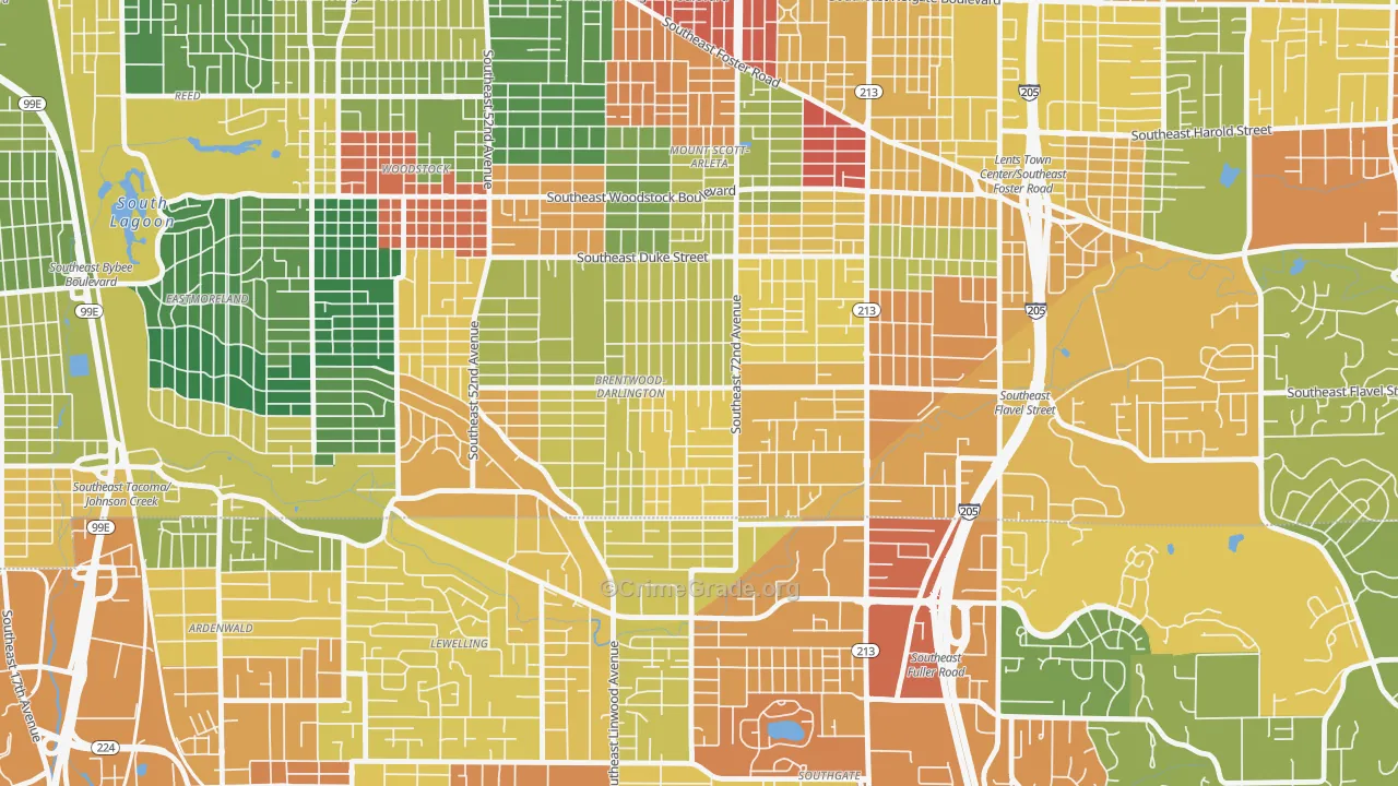 Brentwood-Darlington, Portland, OR Map of Theft Rates