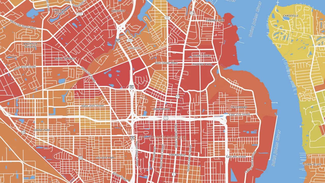 Brentwood, Jacksonville, FL Map of Theft Rates