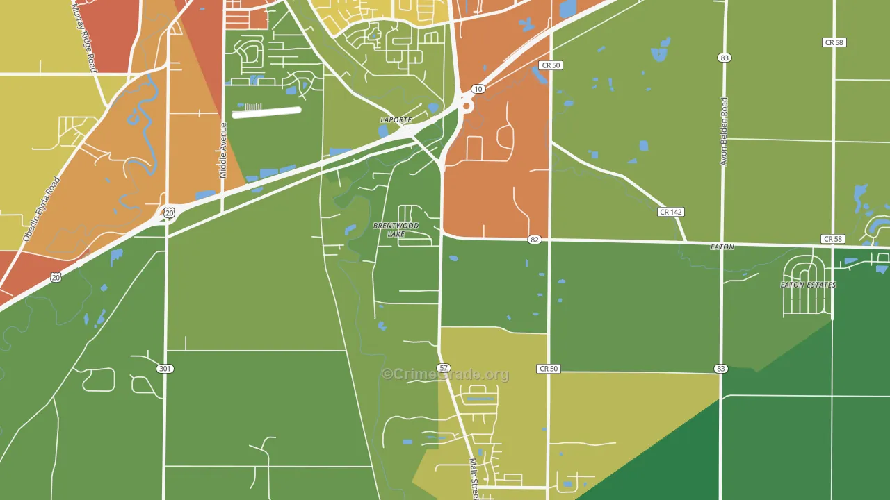 Brentwood Lake, OH Map of Theft Rates