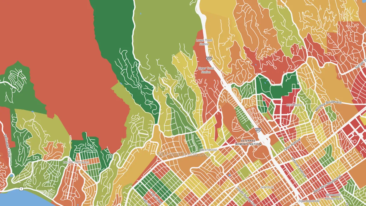 Brentwood, Los Angeles, CA Map of Theft Rates