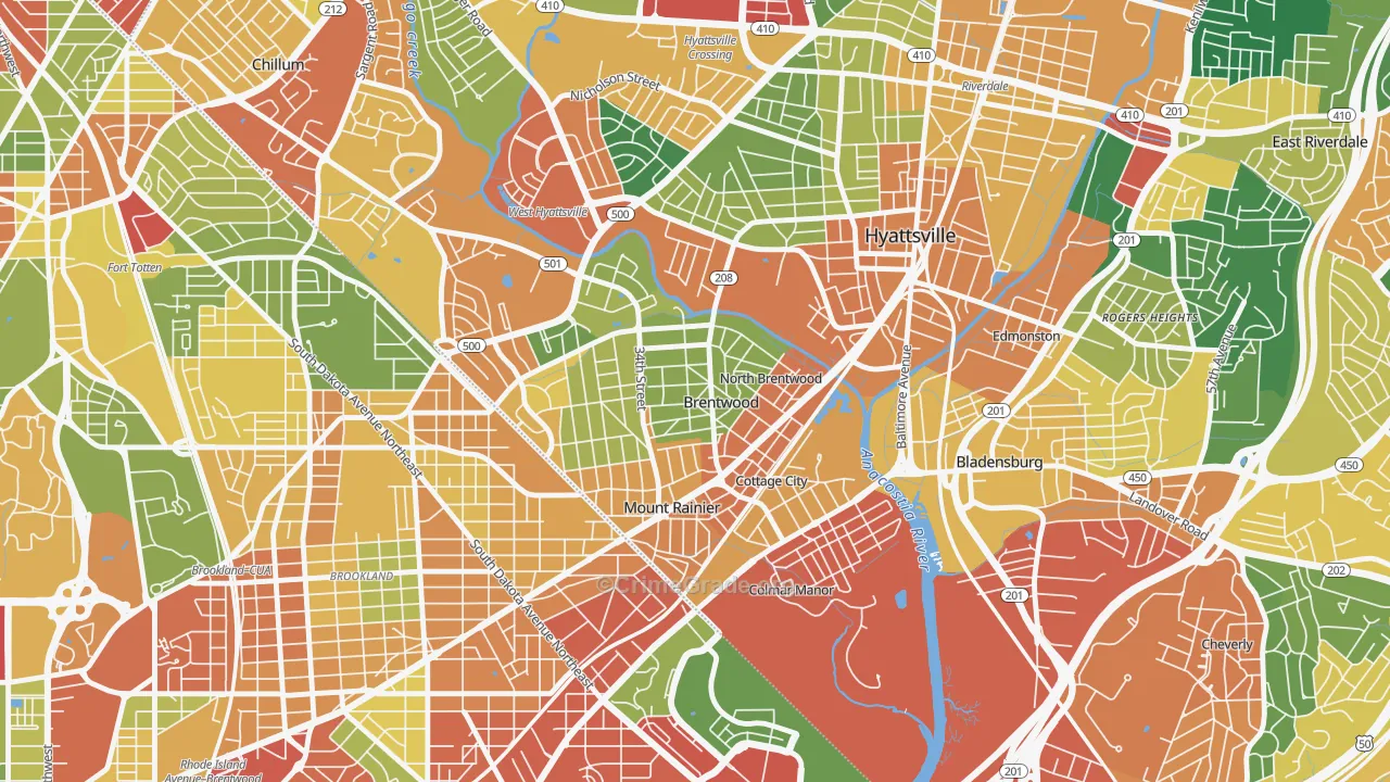 Brentwood, MD Map of Theft Rates
