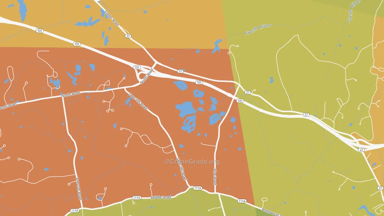 Brentwood, NH Map of Theft Rates