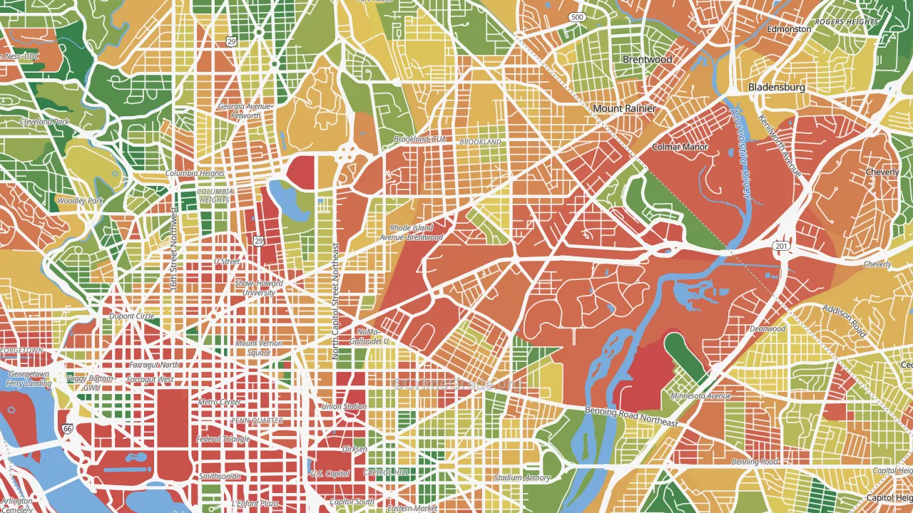 Brentwood, Washington, DC Map of Theft Rates