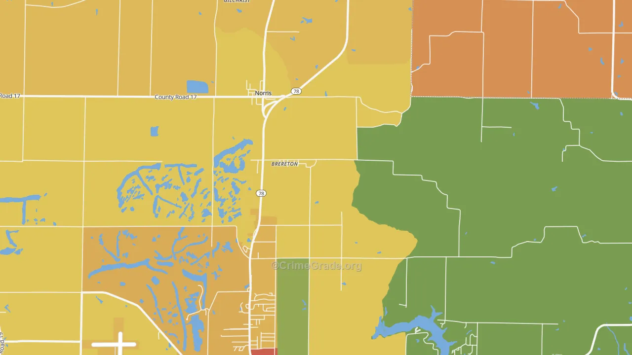 Brereton, IL Map of Theft Rates