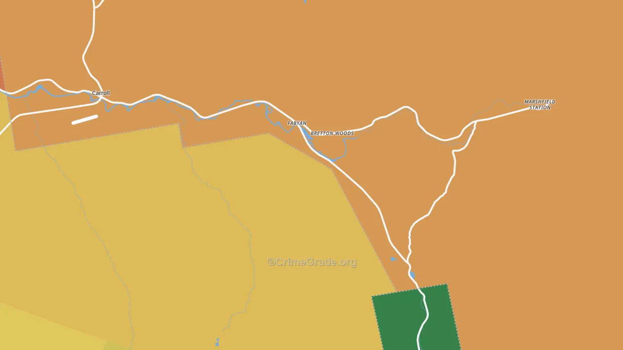 Bretton Woods, NH Map of Theft Rates