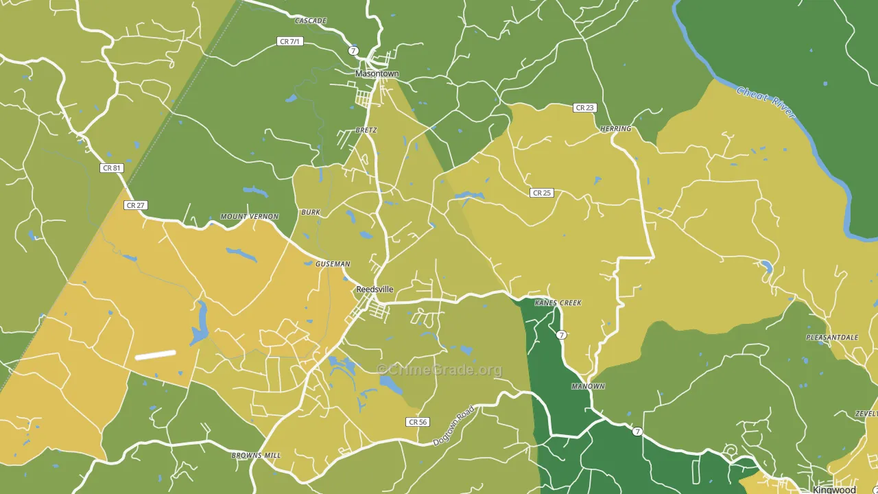 Bretz, WV Map of Theft Rates